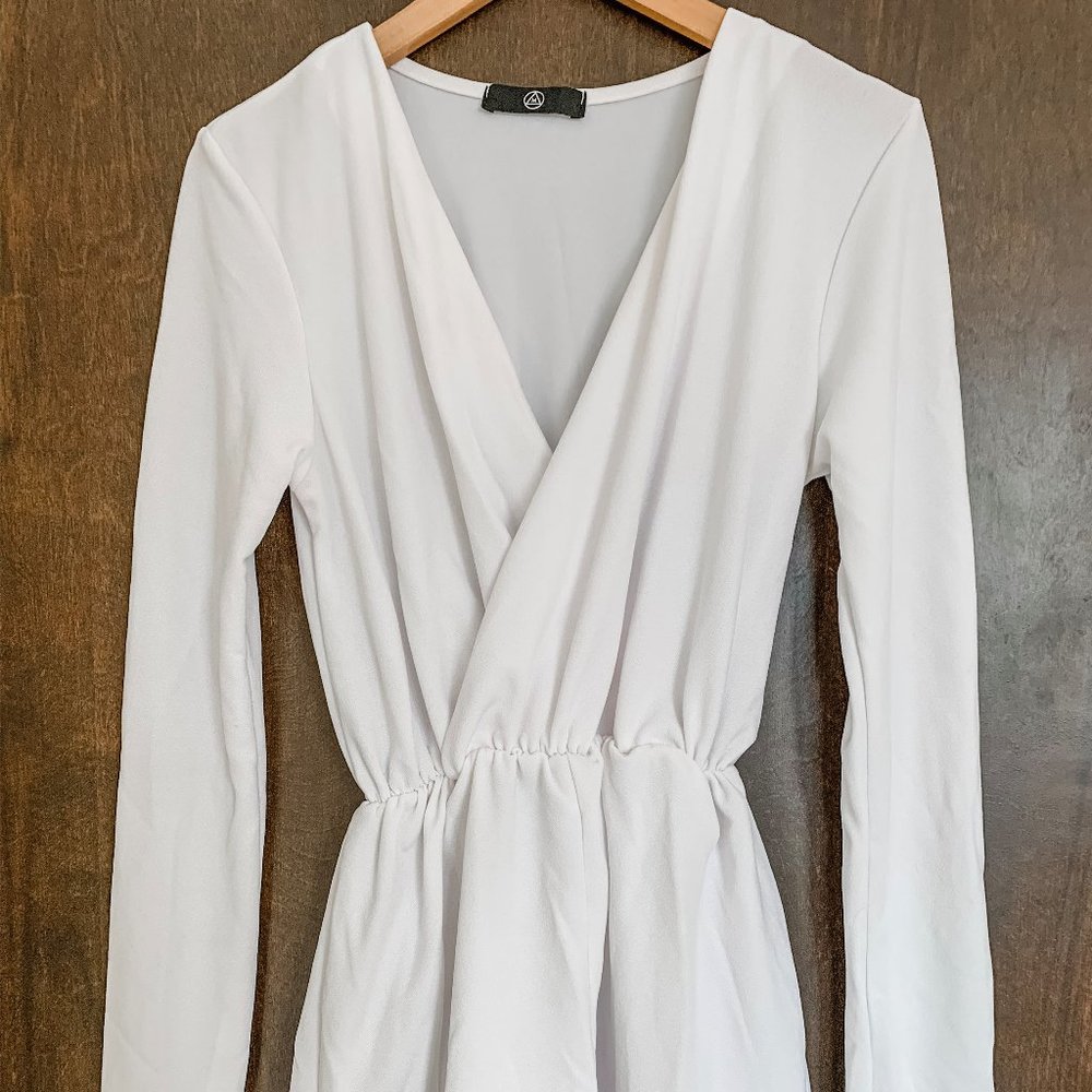 White Long Sleeve Romper